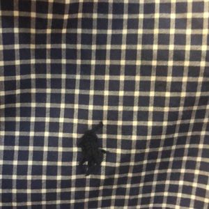 Youth Navy & white window pane check Ralph Lauren long sleeve button down